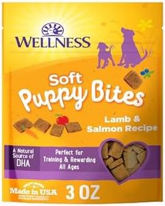 Wellness Soft Puppy Bites Natural Grain-Free Treats for Training, Dog Treats with Real Meat and DHA, No Artificial Flavors (Lamb & Salmon, 3-Ounce Bag)