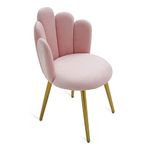 BOWTHY Vanity Chair for Makeup Room - Midcentury Modern Accent Velvet Chair with Back Support, Gold Legs for Living Room Bedroom (Pink)