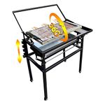 Heavy Duty Square Charcoal Grill-Outdoor Grills Cart Detachable StandTabletop Grill BBQ-360°Rotating Cooking Grid Portable with Wheels for Camping Garden Commercial Barbeque (Stand-up grill)