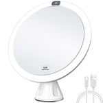 KEDSUM 9" Rechargeable 10x Magnifying Lighted Makeup Mirror with Dual Suction Cup, Dimmable Vanity Mirror with Touch Switch, Makeup Mirror with Light, 360° Rotation for Bathroom, Bedroom