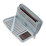 UTO Women Wallet RFID Large Leather Zip Around Card Holder Checkbook Passport Organizer Ladies Travel Clutch with Wristlet CA