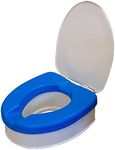 Deluxe, Padded SOFT-TOP™ 4" Raised Toilet Seat. Elevated Riser Fits Round Toilets. Includes Soft Close Lid and discreet SAFE-LOK mounting technology.
