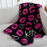 Infinity Republic Kiss Throw Blanket, Black Pink