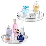 mDesign Plastic Cosmetic Storage Organisers; Rotating Trays for Vanity Table - Hold Makeup, Skincare, Jewelries, Beauty Essentials, Supplies - Declutter Drawers, Cabinet, Bedroom Closet, 2 Pack, Clear