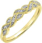 Brilliant Expressions Braided Diamond Anniversary Ring in 925 Sterling Silver or 18k Yellow Gold Vermeil 0.04 Cttw (I-J Color, I3 Clarity), Sterling Silver, White Diamond