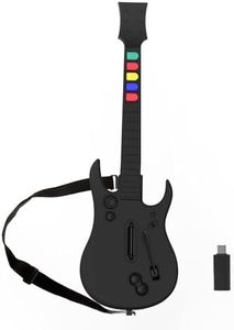 NBCP Guitar Hero Controller PC, Wireless PlayStation 3 PS3 /PC Guitar Hero Guitar with Dongle for Clone Hero, Guitar Hero 3/4/5 Rock Band 1/2 Games Black