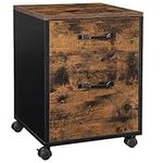 VASAGLE File Cabinet with 2 Drawers, Rolling Office Filing Cabinet with Wheels, for A4, Letter Sized Documents, Hanging File Folders, Industrial, Rustic Brown and Black OFC042B01