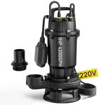 Aquastrong Sewage Grinder Pump, Cast Iron Effluent Pump, Auto Float Switch for Basement Sump Basin and Sewage Well, 2 inch Discharge, Dark