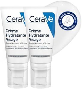 CeraVe - Crème Hydratante Visage - Hydrate 24h, Apaise & Répare - Diffusion Prolongée des Actifs - 3 Céramides Essentiels, Niacinamide, Acide Hyaluronique - Peau Normale à Sèche - 2 x 52 ml