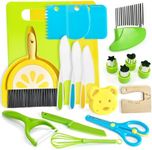 Chanking 15 Pieces Kids Safe Knife Set for Real Cooking Child-Friendly Plastic Chef Tools Montessori Kitchen Toys for Toddlers with Bright Colors Gifts for Boys and Girls