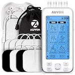 AUVON 4 Outputs TENS Machine for Pain Relief, TENS EMS Muscle Stimulator with 24 Modes, 2" and 2"x4" TENS Electrodes Pads (White)