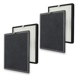 PUREBURG 2-Pack Replacement 2 HEPA Filters and 2 Charcoal Based Activated Carbon Filters Compatible with Alexapure Breeze Air Purifier Model 3049 AP-B102