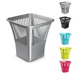 plastific Foot Pedal Bin Dustbin Rubbish Paper Waste Kitchen Office Plastic Bins Bin for Bedroom Kitchen Garbage Cans (Silver Open-Top Square Paper Bin, 10L)