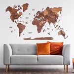 3D Wood World Map Wall Art Large Wall Decor - World Travel Map All Sizes (M L XL) Any Occasion Gift Idea - Wall Art For Home & Kitchen or Office (Medium, Oak)