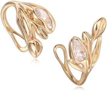 VACRONA Cubic Zirconia Ear Cuff 14K Gold Plated Earrings Round Cuff Sparkling Non-Pierced Earrings Helix Wrap Ear cuff Hypoallergenic Earrings for Jewelry Gifts