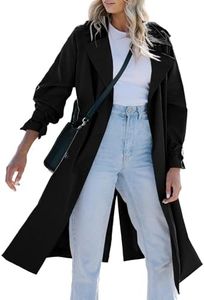 Tankaneo Women's Long Trench Coat Double Breasted Classic Lapel Oversized Windproof Overcoat Outerwear with Belt