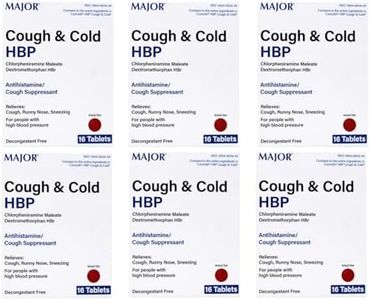 Major Cough & Cold HBP Antihistamine Suppressant Tablets for People with High Blood Pressure, 16-Count Boxes (6 Pack)