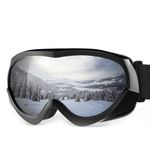 OutdoorMaster Kids Ski Goggles - Helmet Compatible Snow Goggles for Boys & Girls with 100% UV Protection (Black Frame + VLT 10% Grey Lens with REVO Silver)