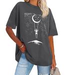 ADOREJOY Womens Oversized T-Shirt Summer Short Sleeve Tops Casual Boyfriend Shirt Loose Fit Tees(Grey Starry Night,L)