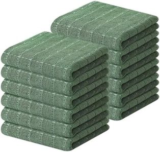 Kitinjoy 100% Cotton Terry Kitchen Towels, 13”x 28”, 12-Pack, Grass Green