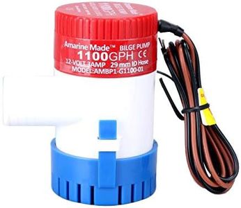 Amarine Made Bilge Pump, 12v Boat Pump 1100gph Marine Boat Bilge Pumps, Fully Submersible Pump for Ponds, Pools, Fishing Boats, RV and Marine Use