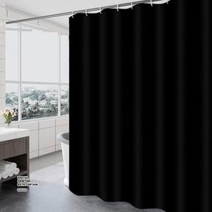 DEARARTBath Black Shower Curtain Liner for Bathroom, 180cm*180cm Fabric Shower Curtain Set with Grommet and 12-Hooks, 100% Waterproof Easy Care Easy Clean Machine Washable Mildew Resistant