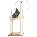 PawHut Cat Tree for Indoor Cats, Cat Scratching Post with Bed, Toy Ball, 53.5 x 53.5 x 90cm - Beige