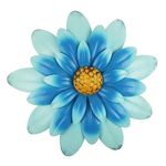 YIYA 12" Metal Flower Wall Decor Multiple Layer Flower Wall Art Wall Art Decorations Hanging for Balcony Patio Porch Bedroom Living Room Garden (Blue)