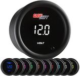 GlowShift 10 Color Digital Volt Voltmeter Gauge - Reads Battery Voltage 8-18 Volts - Multi-Color LED Display - Tinted Lens - 2-1/16" (52mm)