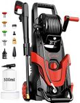 2026Upgraded Pressure Washer 4800PSI w/4 Quick Connect Nozzles, Inlet Hose & Filter&500ML Soap Tank, High Cleaning Machine for Cars/Fences/Driveways/Patios/Home Cleaning,Red