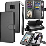 Tekcoo for Galaxy S7 Case/Samsung Galaxy S7 Wallet Case, Luxury ID Cash Credit Card Slots Holder Purse Carrying PU Leather Folio Flip Cover [Detachable Magnetic Hard Case] & Kickstand - Black