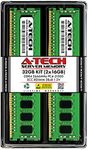 A-Tech 32GB Kit (2x16GB) DDR4 2666MHz PC4-21300 ECC RDIMM 2Rx8 1.2V Dual Rank ECC Registered DIMM 288-Pin Server & Workstation RAM Memory Upgrade Modules (A-Tech Enterprise Series)