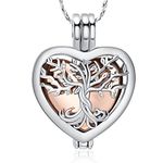 Tree of Life Urn Necklaces for Ashes Heart Shape Cremation Jewelry Memorial Keepsake Jewelry Gifts for Women Men Memorial Lockets Ashes Holder for Pet (Silver-rose)