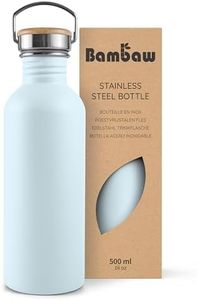 Bambaw Metal Water Bottle 16 oz, Light Blue Water Bottle for School, Non-insulated Single Walled Stainless Steel Water Bottle, Reusable Water Bottle, BPA Free Water Bottle – Ice blue