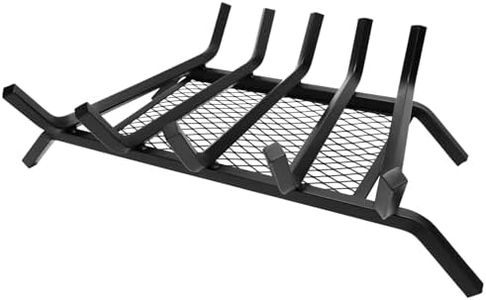 Fireplace Grate 24 inch with Ember Mesh，Nouetele Fire Place Grate 5/8" Square Solid Steel Bar Heavy Duty Fireplace Log Grate