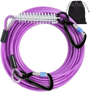 Snagle Paw Heavy Duty Long Dog Leads for Yard 200FT-1000LBS Break Strength,Dog Tie Out Cable with Swivel Lockable Hook & Spring,Chew Proof Dog Chain for Outside,Dog Run Cable for Medium Large Dogs
