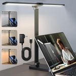 Bright LED Desk Lamp for Home Office, Dual Swing Arm Eye-Caring Architect Desk Light Adjustable Foldable Task Lamp 5 Lighting Modes, Dimmable Desktop Lamp for Work Study