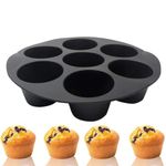 Skytail Silicone Air Fryer Muffin Pans - 7 Cups Regular Silicone Cupcake Pan, Non-Stick Silicone Great for Making Muffin Cakes, Tart, Bread - Round Pudding Cupcake Recipe