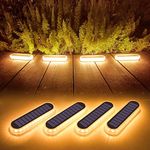 Lacasa 4 Pack Solar Deck Lights, Warm White 2700K 40LM LED Dock Lights, Outdoor Solar Powered Step Lights, Waterproof for Garden Stairs Ground Driveway Pathway Lighting