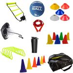 ROXAN Plastic Hurdle Combo With Marker Cone Ladder Rubber Medicine Ball (Yellow, 3Kg, 6'', 9'', 12'' 6 Inch And 9 Inch, 8M) -Pack Of 6, Cricket