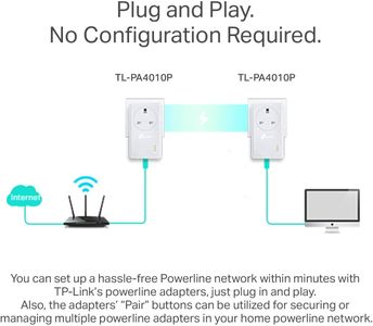 TP-Link AV600 Powerline Adapter Kit – Passthrough, Ethernet, UK Plug