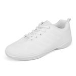Asyusyu Cheer Shoes White Cheerleading Shoes Meshed Full Sole Dance Sneakers Jazz Trainers for Women Girls-1 UK