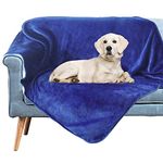 furrybaby Waterproof Dog Blanket, Fluffy Pee Proof pet Blanket for Couch Bed Protection Washable Reversible Pet Fleece Sherpa Throw Blanket Furniture Protector Blue(152×203cm)