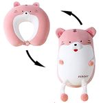 JFAN 2 in 1 Neck Pillow for Travel Cartoon Animal Convertible Travel Pillow for Airplane Holiday, Tiger