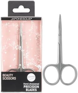 JAPONESQUE Beauty Scissors for Trimming Facial Hair, Brow and Nail Care with Ultra-Sharp, Salon-Quality, Stainless Steel Blades, Curved for Safety and Precision
