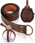 LEIFIDE 3 Pcs Medieval Belt Pouch Viking Belt Potion Bottles with Cork Renaissance Accessories renaissance belt Medieval Bag, Dark Brown