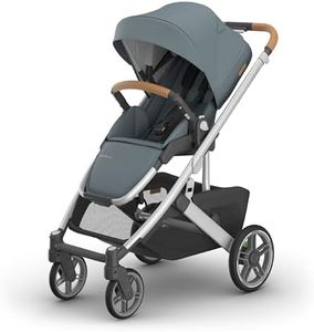 UPPAbaby Cruz V3 Stroller - from Birth + Car Seat Compatible - Full-Size, Reversible Seat - Infant Insert, Bug and Rain Shields Included - Callum (Stone Blue/Silver Frame/Sand Leather)