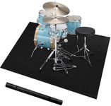 4x5.3Ft Drum Rug, Drum Mat with Non-Slip Grip Bottom, Drum Carpet for Noise Reduction, Soundproof Drum Pad for Jazz Drum & Electric Drum Set, Electric Drum Accessories Gift for Drummers, Black