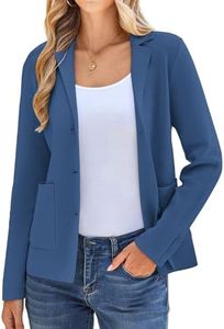 Womens Casual Blazer Long Sleeve Business Suit Jacket Open Front Work Office Blazer Fashion Dressy Blazer Blue XL
