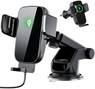 eazpower Car Phone Holder Charger, Qi 15W Fast Charging Wireless Car Charger Mount, Auto Clamping Dashboard Air Vent Windshield Accessories for iPhone 16 Pro Max/15/14/13, Samsung Galaxy S24 Ultra/S23